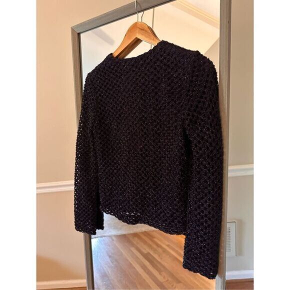 Andrea Polizzi Women Shimmery‎ Cardigan M Purple Open Front Metallic Knit Jacket - Picture 5 of 9